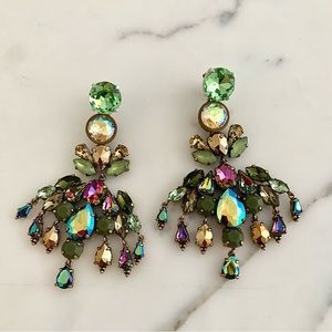 Jcrew statement chandelier multi rhinestone color earrings